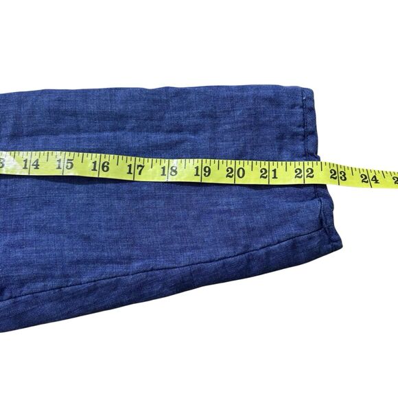 Eileen Fisher Jacket Sz Large Blue Organic Linen Delave Padded Snap Front - Picture 8 of 8